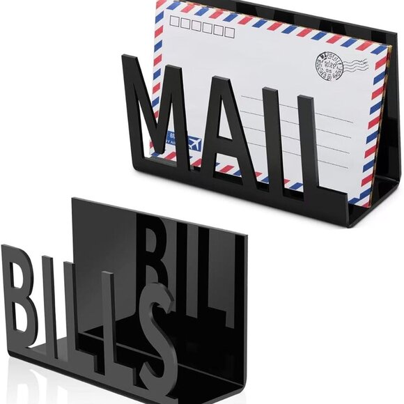 2PACK Metal Mail Holder Countertop Bill Organizer with Modern Cutout Lettering D - Picture 1 of 6